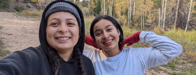 Two students taking a selfie at Cheley