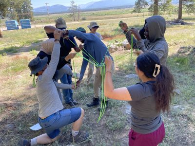 A Lincoln Hills Cares Watershed Program participants complete team-building exercises