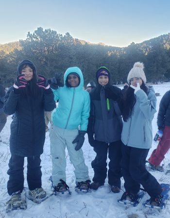 AXL Academy 7th graders enjoyed snowshoeing on their CAP overnight trip to Cal-Wood.