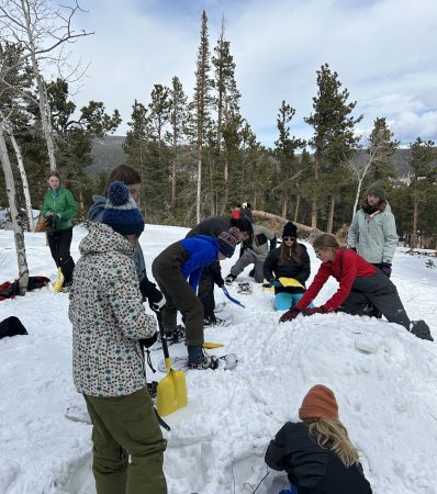 CHS students embraced the challenge and adventure of the day that included building a quinzhee out of snow.